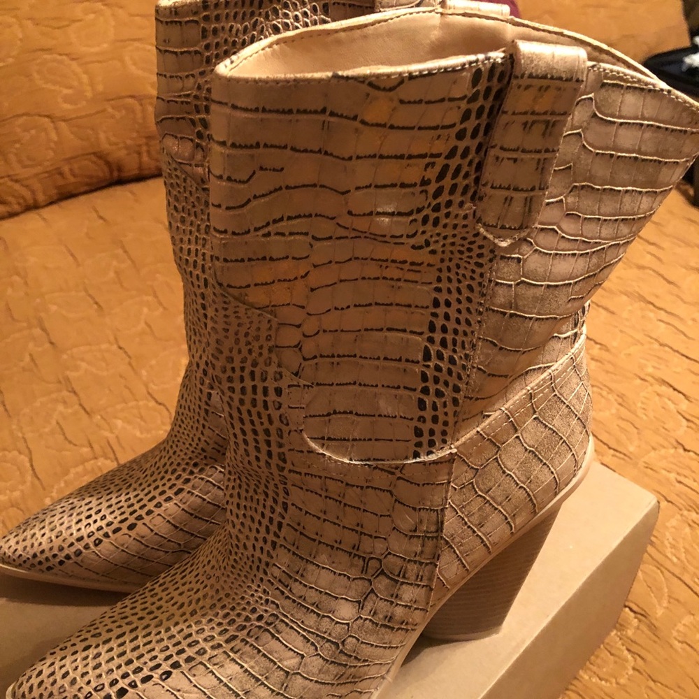 Gold Croc Style Boots
